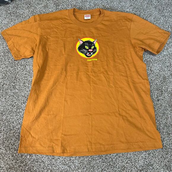 SUPREME Men's Black Cat Tee Size M In Burnt Orange - Picture 3 of 8